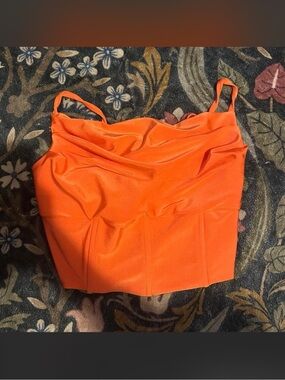 Women’s Orange Cowl Neck Crop Top